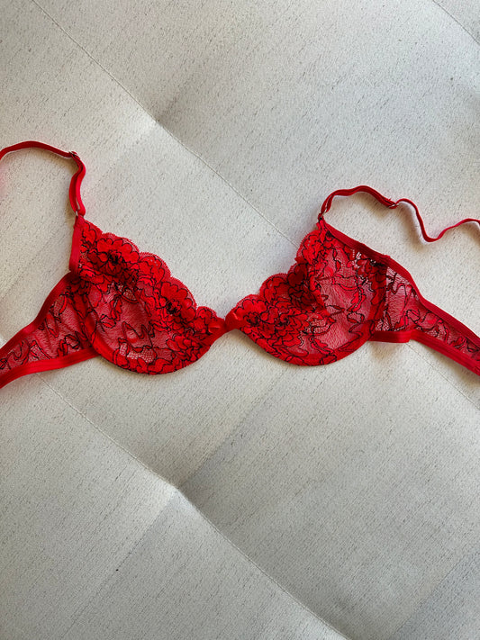 Bra con aros color rojo/negro